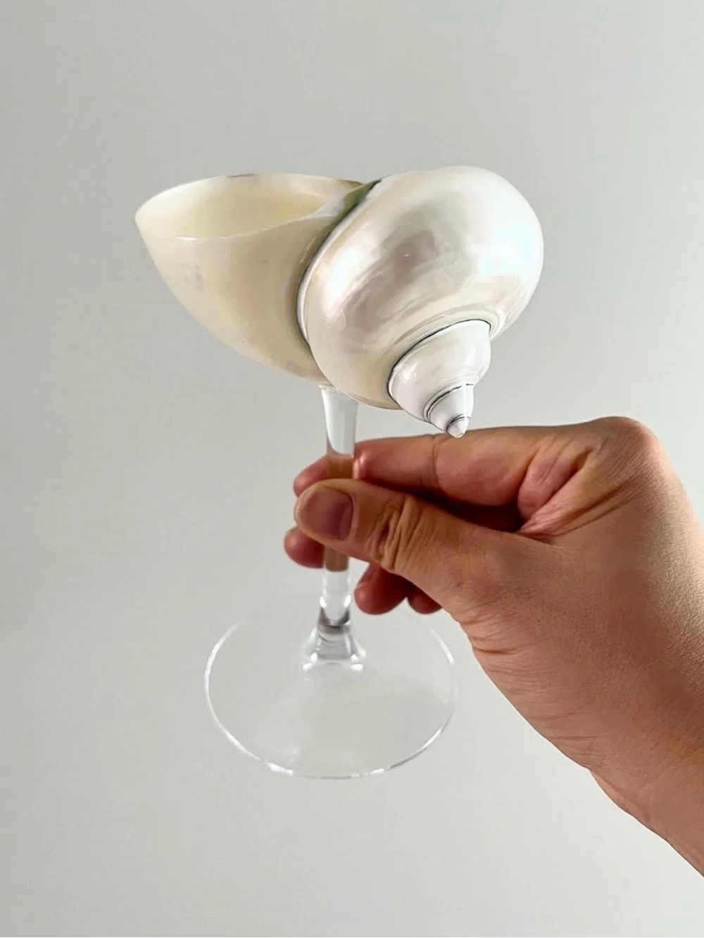 Set of 2 Pearl and Shell Martini Glass - Cream and Pearl Tones